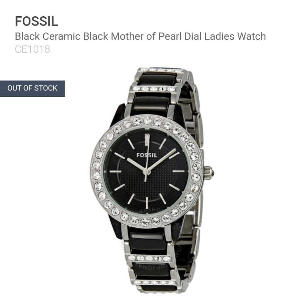 Fossil Black Ceramic Black Mother of Pearl Watch